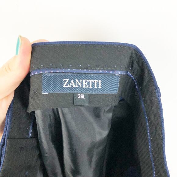 Zanetti Mens Dress Pants 36L Navy Blue Straight Leg Pockets Career Trouser NWOT - Picture 5 of 5